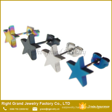 Customized Size Fahion PVD Plated Stainless Steel Star Earring Studs Jewelry